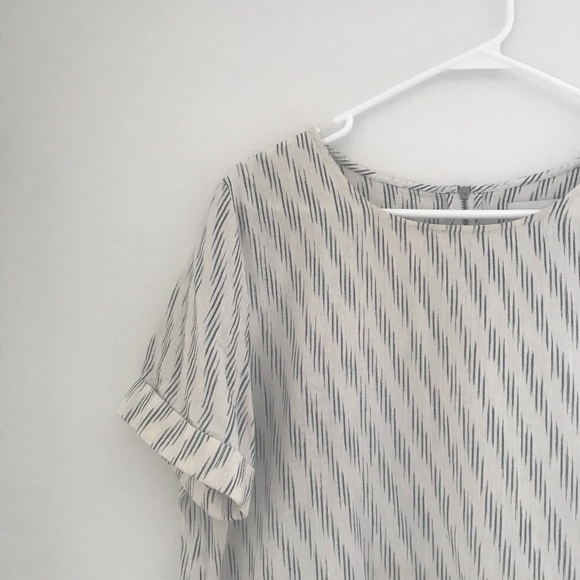 White + Navy Patterned Short Sleeve Dress - Picture 1 of 10